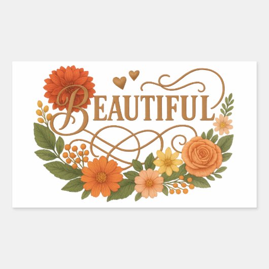 Beautiful Embroidered Style Rectangle Stickers (Voorkant)