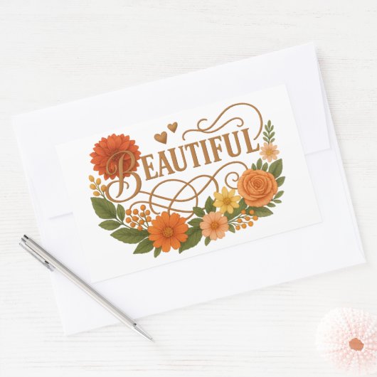 Beautiful Embroidered Style Rectangle Stickers (Envelop)