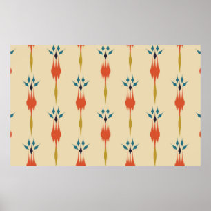 Beautiful Ethnic abstract ikat art. Seamless Kasur Poster