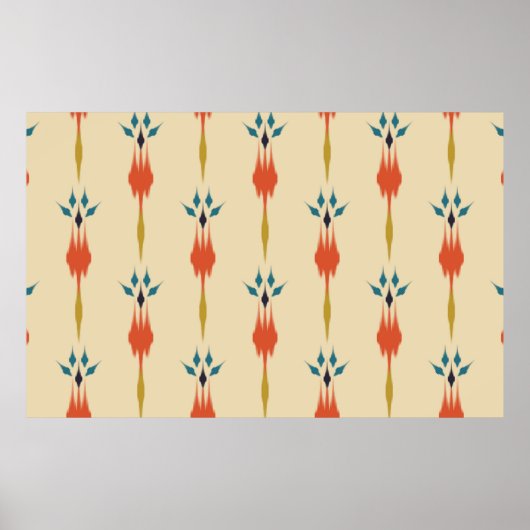 Beautiful Ethnic abstract ikat art. Seamless Kasur Poster (Voorkant)