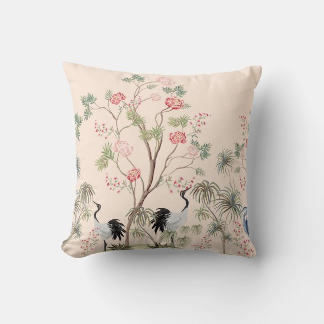 Beautiful exotic chinoiserie wallpaper. Hand drawn Kussen (Voorkant)