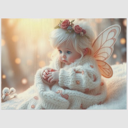 Beautiful Fairy and Baby Fantasy Art Tissue Paper Tissuepapier (Voorkant)