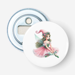 Beautiful Fairy Gnome with Striped Tights Women's Button Flesopener