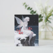 Beautiful Fairy in White Dress Sitting on a Cliff Briefkaart (Staand voorkant)