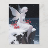 Beautiful Fairy in White Dress Sitting on a Cliff Briefkaart (Voorkant)