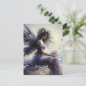 Beautiful Fairy Sitting on a Cliff Wearing Purple Briefkaart (Staand voorkant)