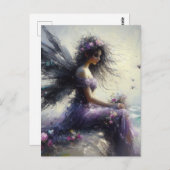 Beautiful Fairy Sitting on a Cliff Wearing Purple Briefkaart (Voorkant / Achterkant)