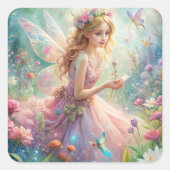 Beautiful Fairy Vierkante Sticker (Voorkant)
