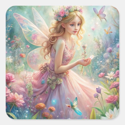 Beautiful Fairy Vierkante Sticker (Voorkant)