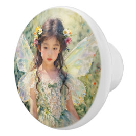 Beautiful Fairy with Flowers | Fairytale Keramische Knop