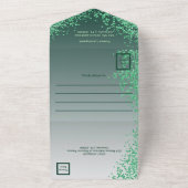 Beautiful Falling Green Glitter 20th Birthday  All In One Uitnodiging (Buitenkant)