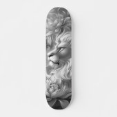 Beautiful Fantasy Gray Scale Lion & Florals Persoonlijk Skateboard (Voorkant)