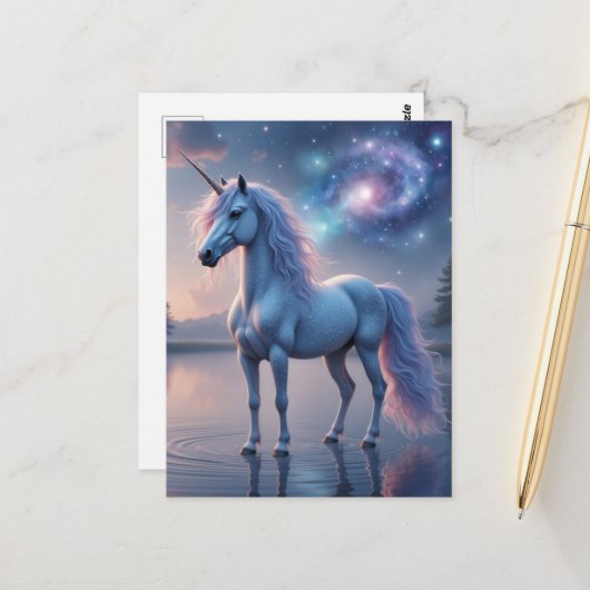 Beautiful Fantasy Unicorn Briefkaart (Voorkant / Achterkant in situ)