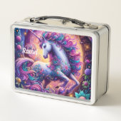 Beautiful Fantasy Unicorn Metal Lunch Box (Achterkant)