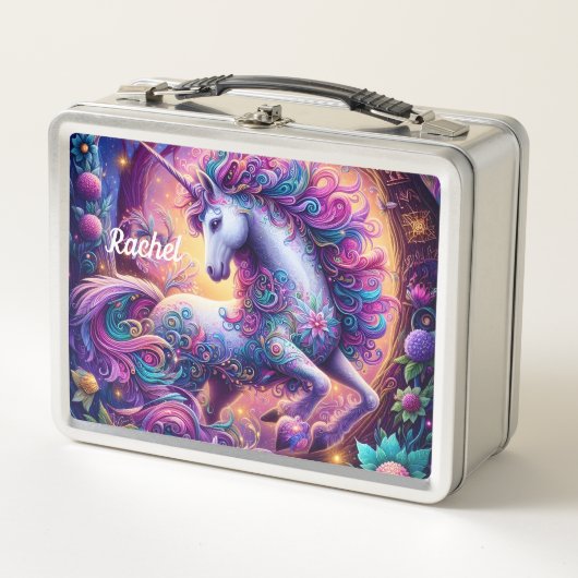 Beautiful Fantasy Unicorn Metal Lunch Box (Voorkant)