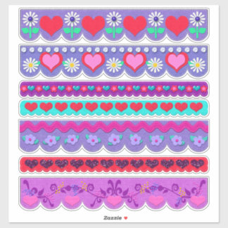 Beautiful Felt Style Valentine's Day Borders Sticker