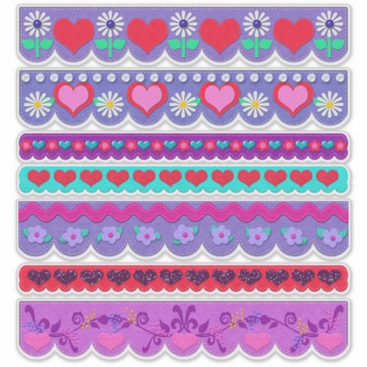 Beautiful Felt Style Valentine's Day Borders Sticker (Voorkant)