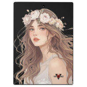 Beautiful Floral Anime Girl – Soft Pastel Aesthe Klembord (Achterkant)