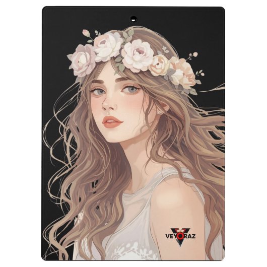 Beautiful Floral Anime Girl – Soft Pastel Aesthe Klembord (Achterkant)