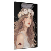 Beautiful Floral Anime Girl – Soft Pastel Aesthe Klembord (Rechts)