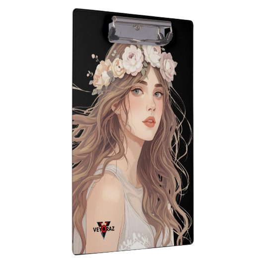 Beautiful Floral Anime Girl – Soft Pastel Aesthe Klembord (Rechts)