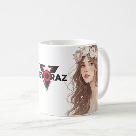 Beautiful Floral Anime Girl – Soft Pastel Aesthe Koffiemok (Voorkant rechts)