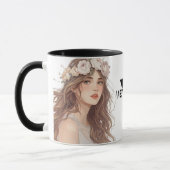 Beautiful Floral Anime Girl – Soft Pastel Aesthe Mok (Links)