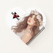 Beautiful Floral Anime Girl – Soft Pastel Aesthe Notitieboek (Achterkant)