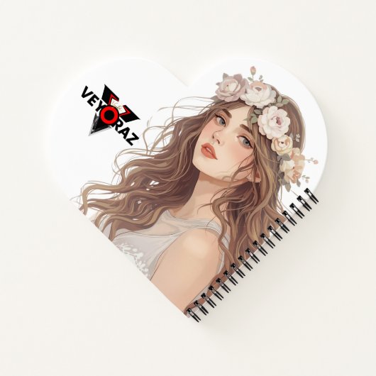 Beautiful Floral Anime Girl – Soft Pastel Aesthe Notitieboek (Achterkant)