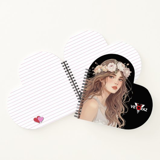 Beautiful Floral Anime Girl – Soft Pastel Aesthe Notitieboek (Binnen)