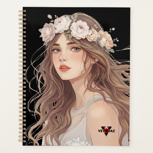 Beautiful Floral Anime Girl – Soft Pastel Aesthe Planner (Voorkant)