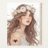 Beautiful Floral Anime Girl – Soft Pastel Aesthe Planner (Achterkant)