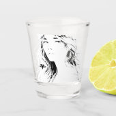 Beautiful Floral Anime Girl – Soft Pastel Aesthe Shot Glas (Voorkant)