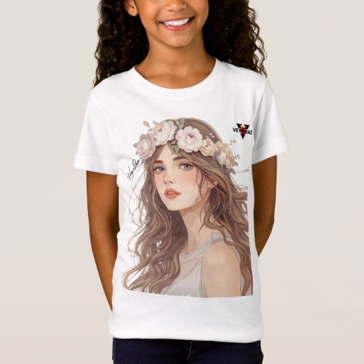 Beautiful Floral Anime Girl – Soft Pastel Aesthe T-shirt (Voorkant)