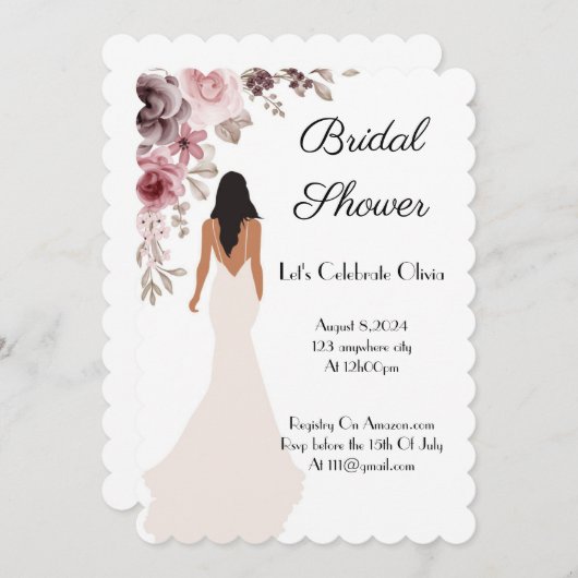beautiful floral bridal shower invitation save the date (Voorkant / Achterkant)