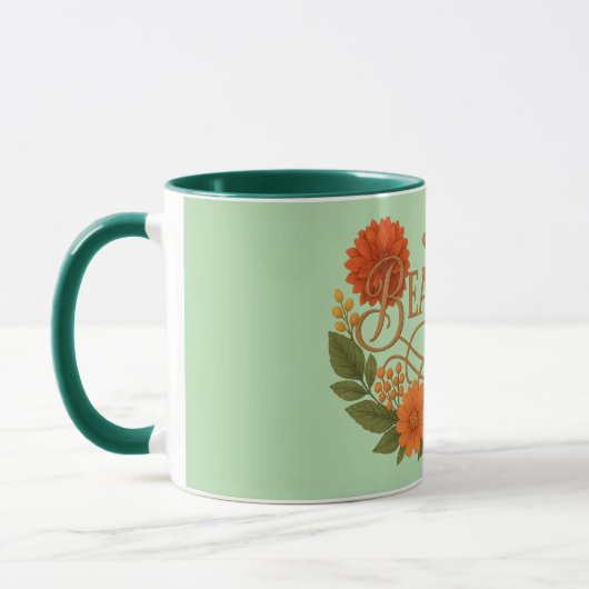 Beautiful Floral Coffee Mug Elegant Gold & Orange Mok (Links)