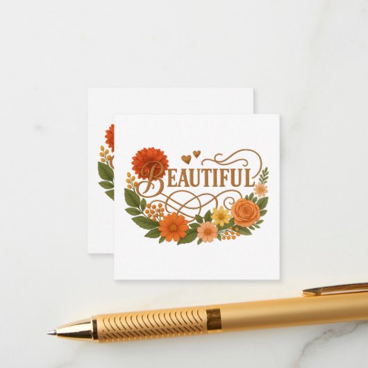 Beautiful Floral Gold Enclosure Card | Elegant  Informatiekaartje (Voorkant / Achterkant in situ)