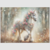 Beautiful Floral Horse In Woodland Decoupage Tissuepapier (Voorkant)