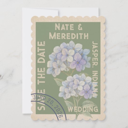 Beautiful Floral Hydrangea Custom  Save The Date (Voorkant)