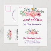 Beautiful Floral New Address Moving Announcement Aankondigingskaart (Voorkant / Achterkant)