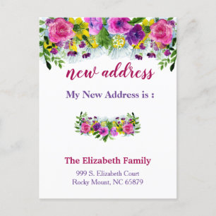 Beautiful Floral New Address Moving Announcement Aankondigingskaart