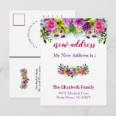 Beautiful Floral New Address Moving Announcement Aankondigingskaart (Voorkant / Achterkant)