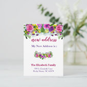 Beautiful Floral New Address Moving Announcement Aankondigingskaart (Staand voorkant)