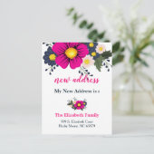 Beautiful Floral New Address Moving Announcement Aankondigingskaart (Staand voorkant)