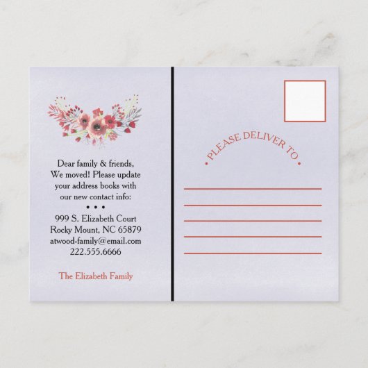 Beautiful Floral New Address Moving Announcement Aankondigingskaart (Achterkant)