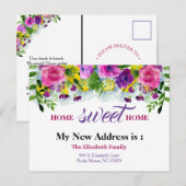 Beautiful Floral New Address Moving Announcement Aankondigingskaart (Voorkant / Achterkant)