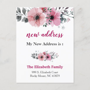 Beautiful Floral New Address Moving Announcement Aankondigingskaart