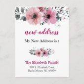 Beautiful Floral New Address Moving Announcement Aankondigingskaart (Voorkant)