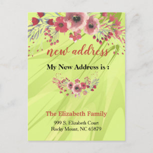 Beautiful Floral New Address Moving Announcement Aankondigingskaart