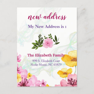 Beautiful Floral New Address Moving Announcement Aankondigingskaart